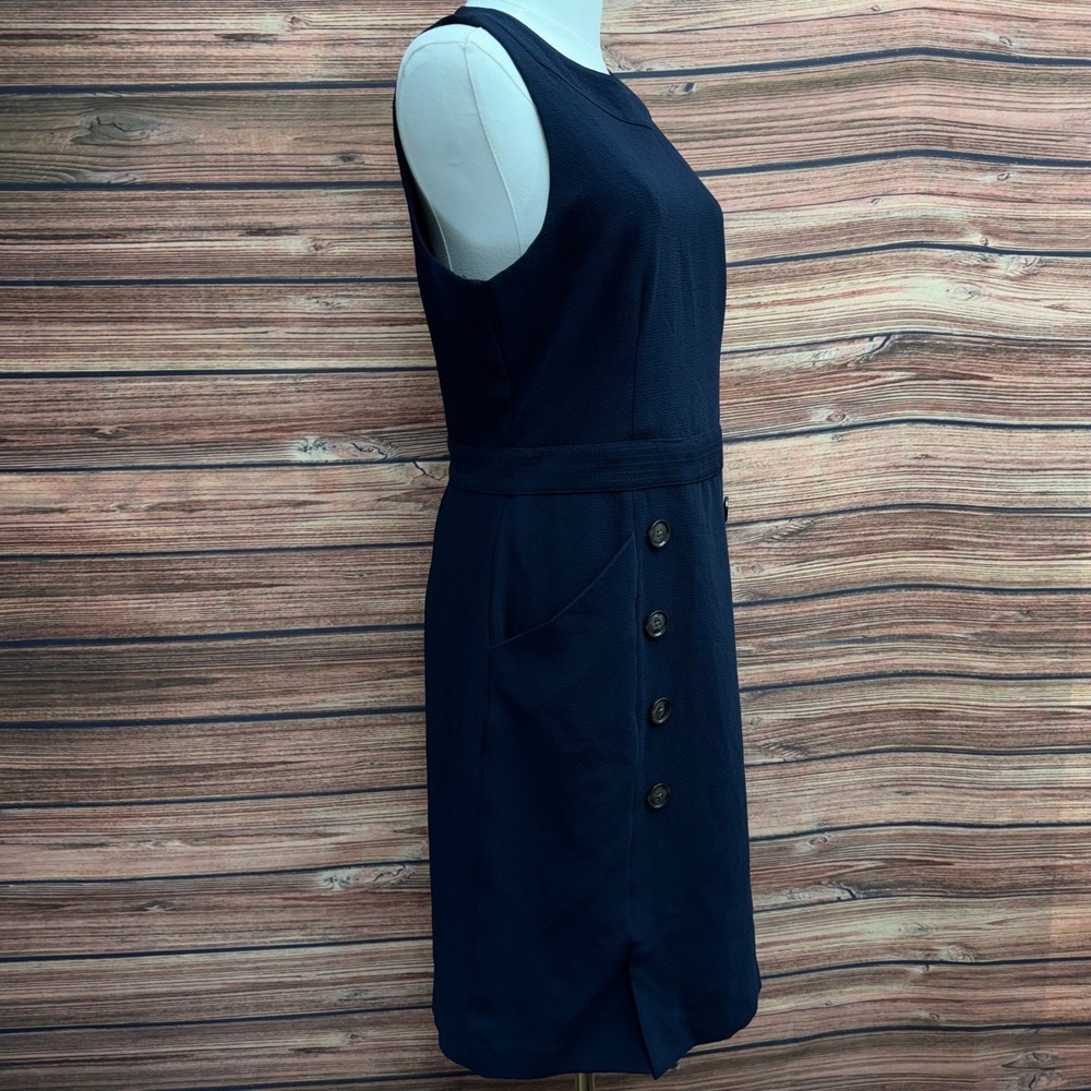 Banana Republic Utility Sheath Dress Womens 8 Navy Sleeveless Button Pocket - Picture 6 of 16